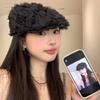 Korean Spring/Summer Niche High-End Rose Flower Beret for Women, Vintage Stylish Beret, Painter's Hat