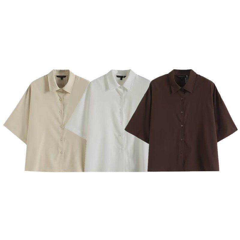 Fashion Style 2024 Summer New Arrival Women's Easiest for Match Commute Style Elegant Lapel Short Sleeve Shirt 05115577526