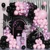 Black Pastel Pink Ballon Kit Metal Pink Balloons Garland Silver Explosion Star Foil Globos Baby Shower Birthday Party Decoration