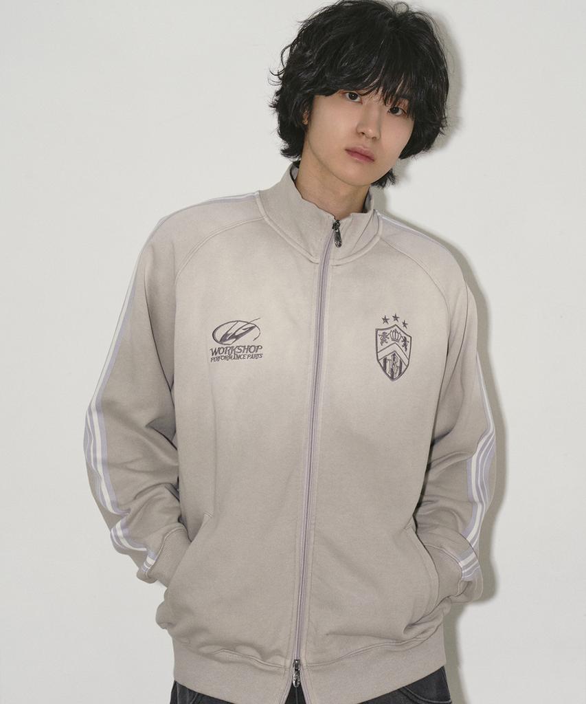 Travel Vintage Washed Sweat Track Jacket Grey