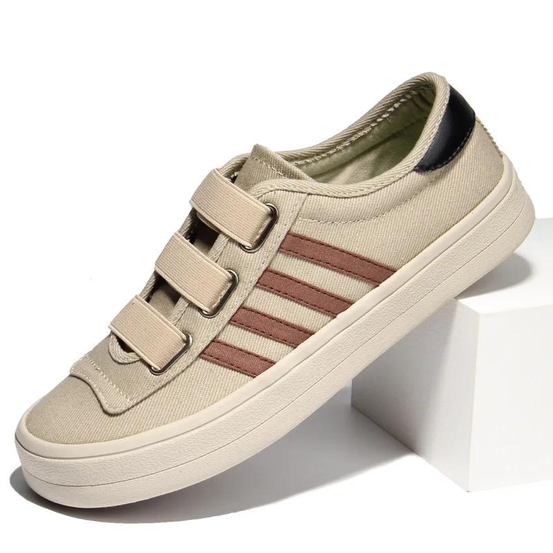 Elastic Band Canvas Men's Vulcanized Shoes Brand New Joker Simple Loafers Lazy Wear-resisting Trend Designer Flats