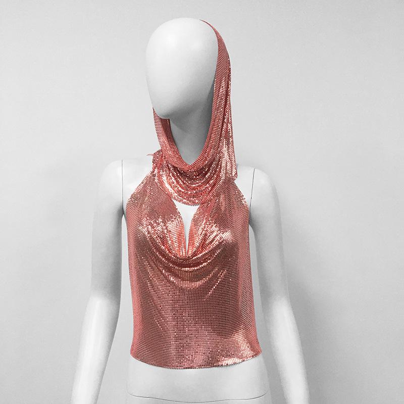 2023 Summer Trendy European & American Women's Hooded Metal Strap Vest – Sexy Hot Girl Sling Top
