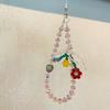 Crystal Flower Chain Luxury Beaded Portable Chain Wrist Short Lanyard Mobile Phone Case Car Keychain Bag Pendant