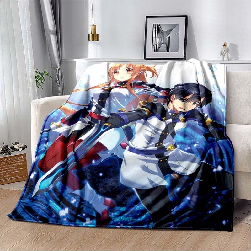 Asuna Sword Art Online 3D sztuka drukowana koc polarowy na łóżka piesze wycieczki piknik gruba kołdra narzuta koc polarowy