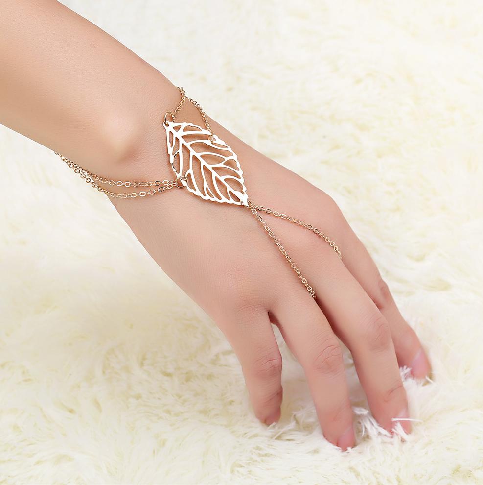 

Alloy Sen Series Leaves Handmade Simple Women Bracelet Zircon Pop Accessories Bracelet Retro Fashion Bracelet Birthday Gift золотой