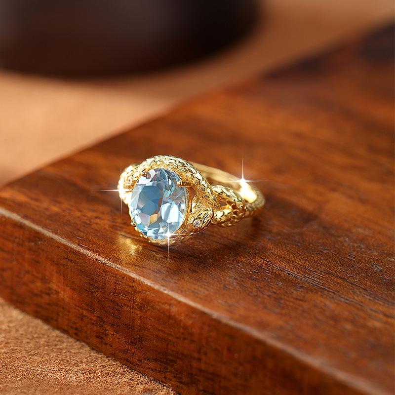 Natural Crystal Stone Dragon Scale Miracle Ring S925 Sterling Silver Ring Women's Fashion Elegant Jewelry Gift