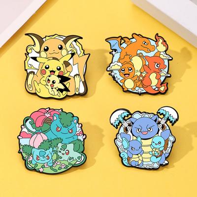 Pokémon Theme Badge Pikachu Dragon Squirtle Cute Cartoon Anime Brooch Small Gifts for Kids
