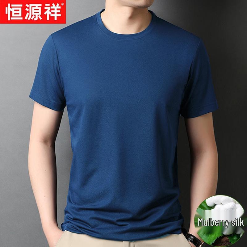 Hengyuanxiang Men s Silk Blend Short Sleeve T-Shirt L