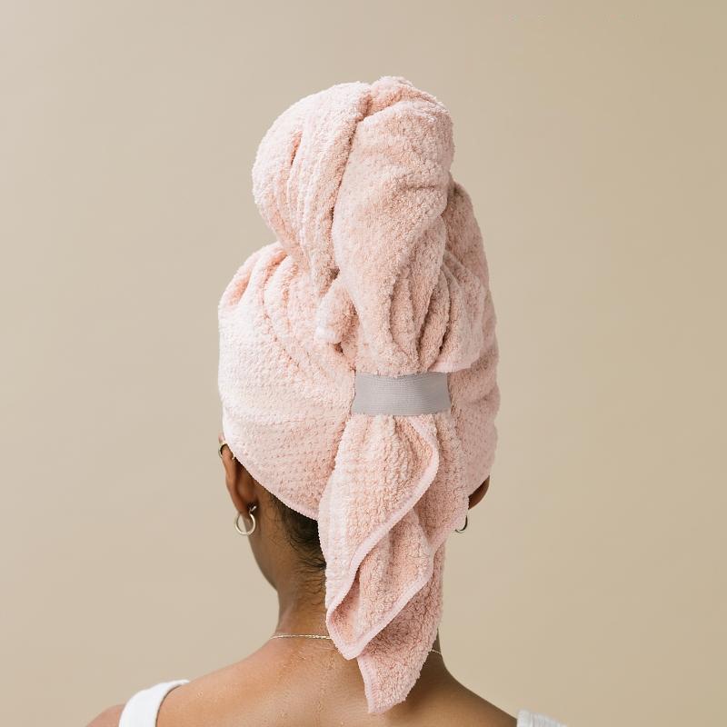 Chu Hui Pink Quick-Dry Super Absorbent Hair Towel for Women with Long Hair
