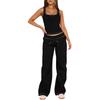 Damen 2-teiliges modisches lässiges High-Stretch formendes ärmelloses Tanktop und weite Hosen Set