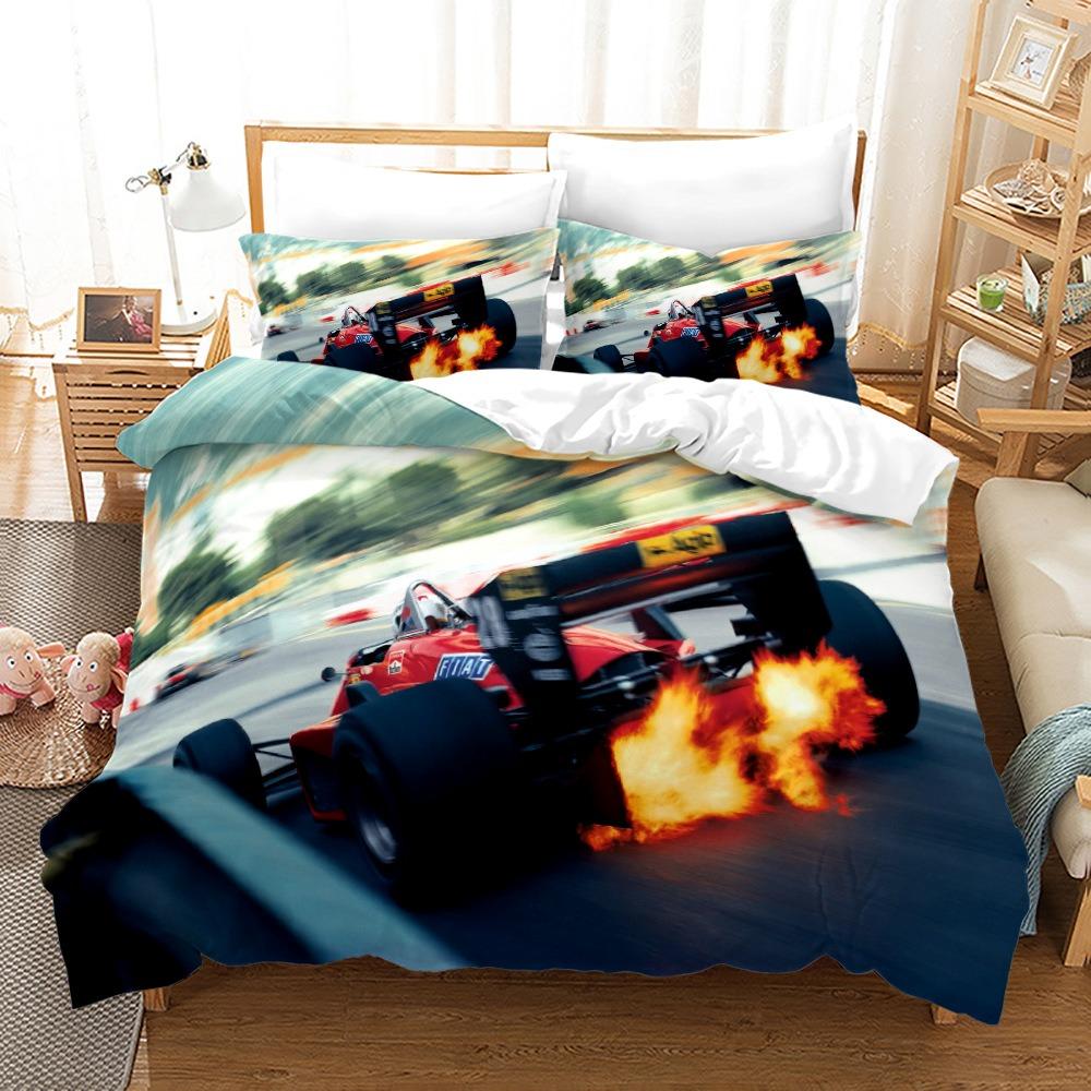 Luxury Car Duvet Cover Set Cartoo Bedding Set for Kids Boys Polyester Bedding Set King Size