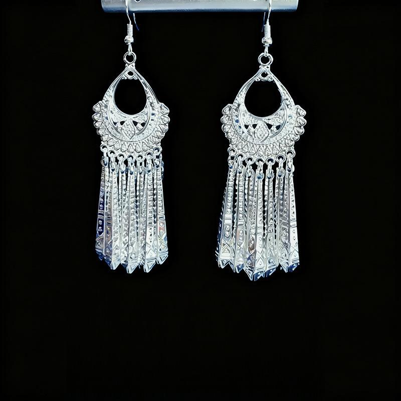 Ethnic style earrings Alloy silver-plated Miao ethnic minority Dong Yi earrings Earrings