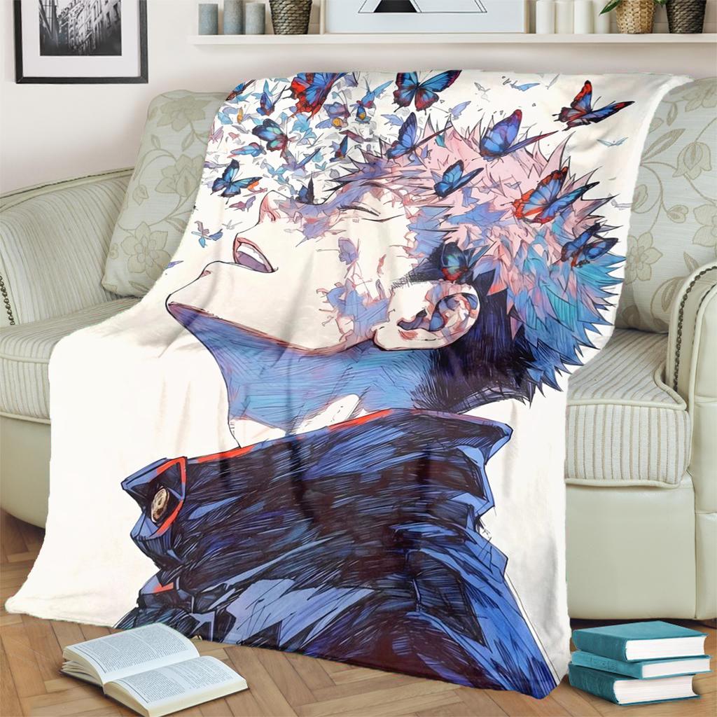Jujutsu Kaisen Flannel Blanket Comfortable Warm for Bedrooms, Sofas, Beds, Chairs, Picnics, Travel