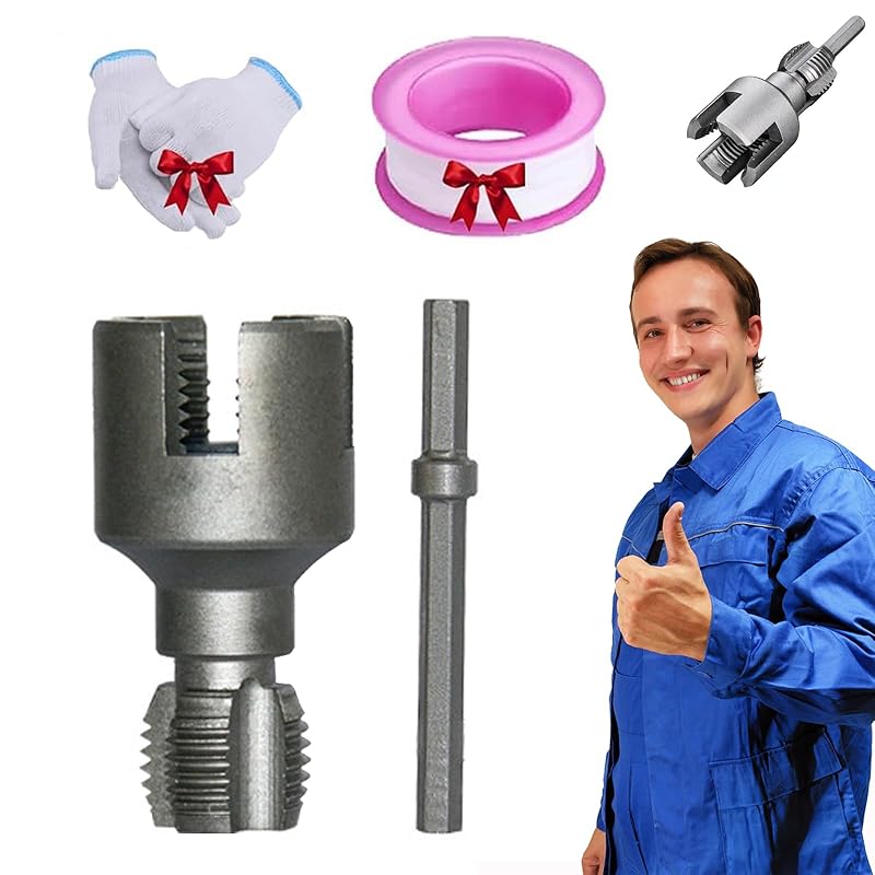 Integrated Internal & External Pipe Threading Tool, Electric Drill Compatible PVC Pipe Threader Kit with Various Die Sizes, Pipe Threader Plumbing 1/2
