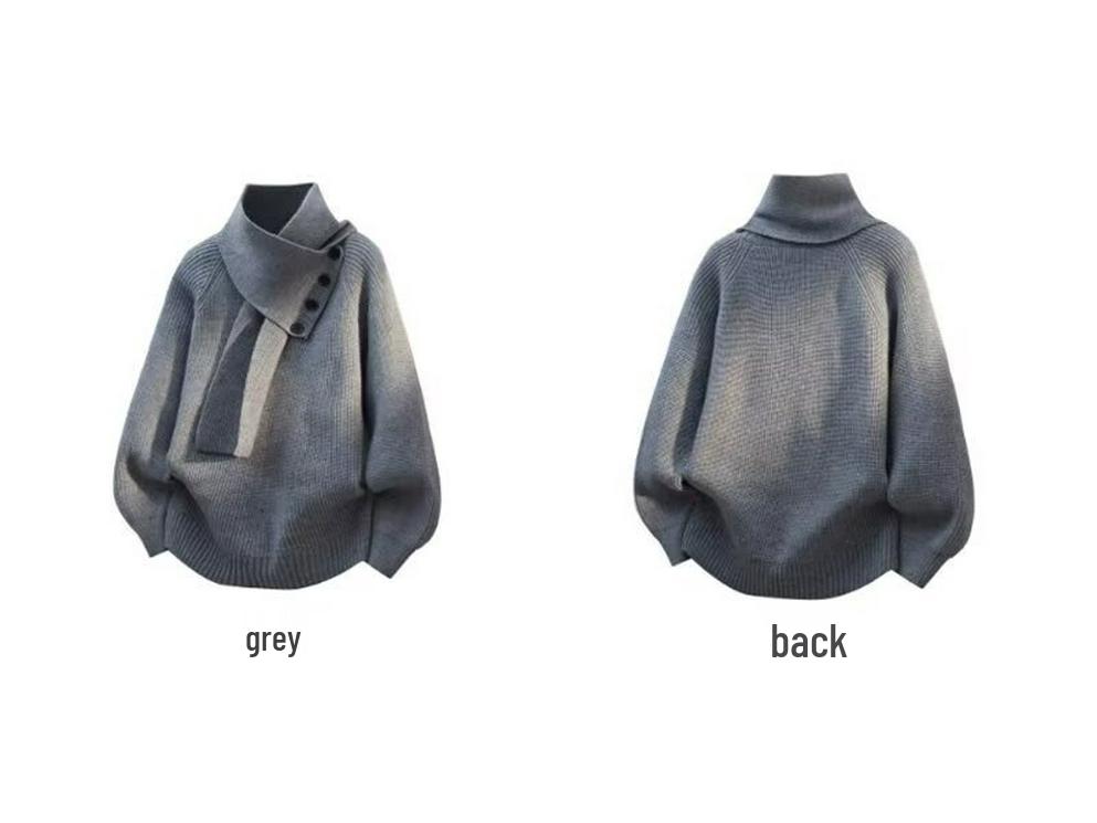 2025 Winter Men's High Neck Pullover Knitwear with Scarf