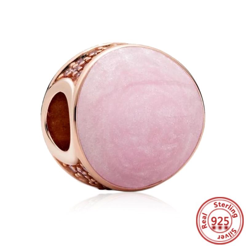 

Лидер продаж, серия из розового золота, розовый циркон, листья, кулон в форме сердца, сверкающий зажим, бусина, подходит для браслета, DIY S925, серебряные украшения