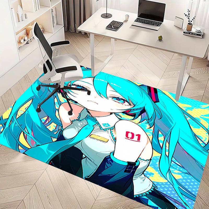 1pc Hatsune Miku Print Area Rug - Soft, Washable Non-Slip Indoor Mat, Living Room, Home Office Decorative Rug,Office Decorative