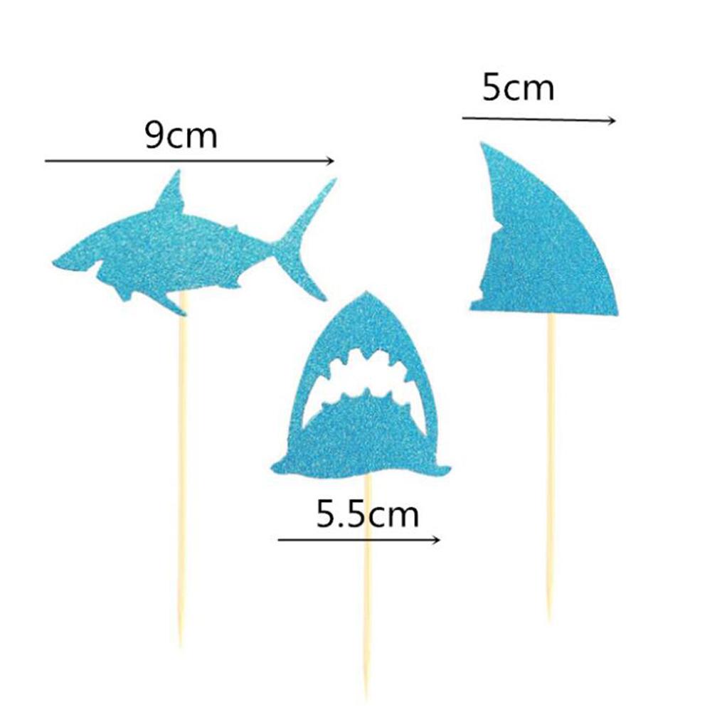24pcs/set Fashion Shark Shape Cupcake Insert Cards with Toothpick Wedding Birthday Party Gifts Cake Decorations