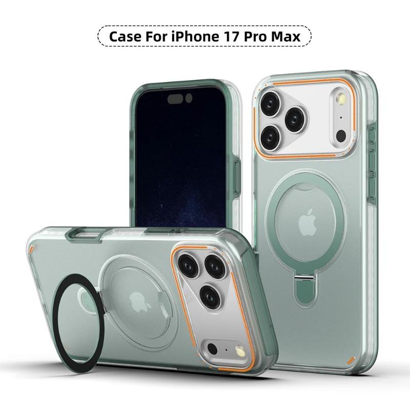 3 w 1 Dla Magsafe Magnetyczny Metalowy Pierścień Stojak Matowe Etui Dla iPhone 17 Air 16 15 14 Plus 12 13 17 Pro Max 16e Pokrowiec Ochronny