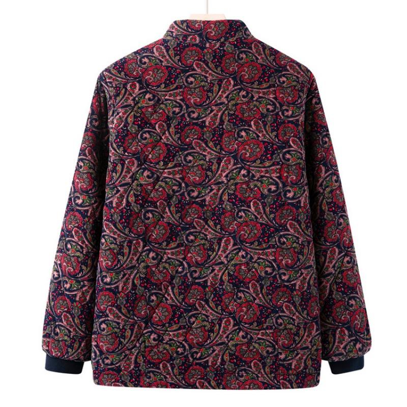 Fat Mother Padded Jacket Thin Padded Jacket Small Padded Jacket In the Elderly Padded Top Autumn and Winter Button Cardigan