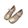 Casual Single Shoes Women's New Autumn Folds One-word Buckle Belt Doudou Shoes Versatile Square Head Flat Shoes