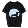 Moon Dachshund Lover T Shirt for Women O-neck Short Sleeve Wiener Dog Tee Tops Clothing Gift Streetwear Graphic T Shirts