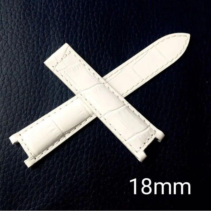 Used 18mm watch concave leather Italian calf leather belt white [Compatible with] Cartier Pasha C/35 Cartier