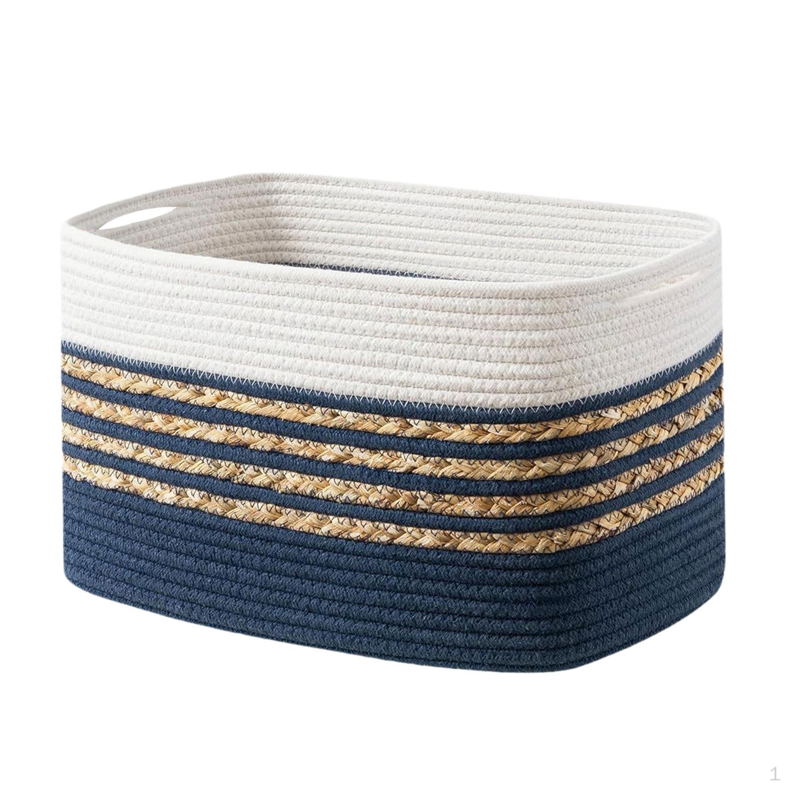 

Шикарний кошик-органайзер з бавовняної мотузки з ручками для зручного захоплення синій