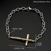 Christliches Ovales Gliederketten Kreuzarmband für Männer Frauen Edelstahl Silber Schwarz Farbe Handkette Religion Amulett Schmuck