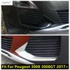 Främre Dimljus Lampa Ögonlock Ögonbryn List Cover Trim ABS Krom / Kolfiber Tillbehör För Peugeot 3008 3008GT 2017 -