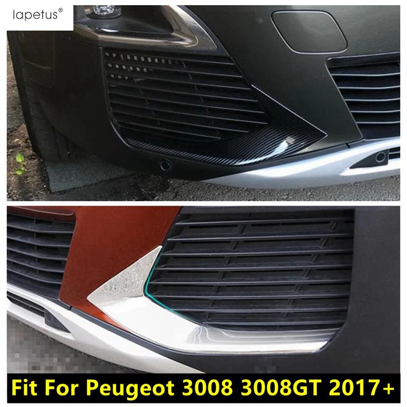 Front Fog Lights Lamp Eyelid Eyebrow Strip Cover Trim ABS Chrome  / Carbon Fiber Accessories For Peugeot 3008 3008GT 2017 -