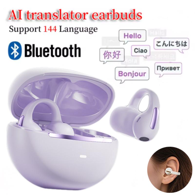 Clip Bluetooth Headphones Real Time Translation Earbuds Noise 144 languages AI Translate Earbuds Portable Wireless Earphones