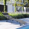 Sun Lounger Steel Frame Outdoor Folding Chaise Texteline Lounge Chair Recliner With Headrest And 7 Levels Adjustable Backrest Grey