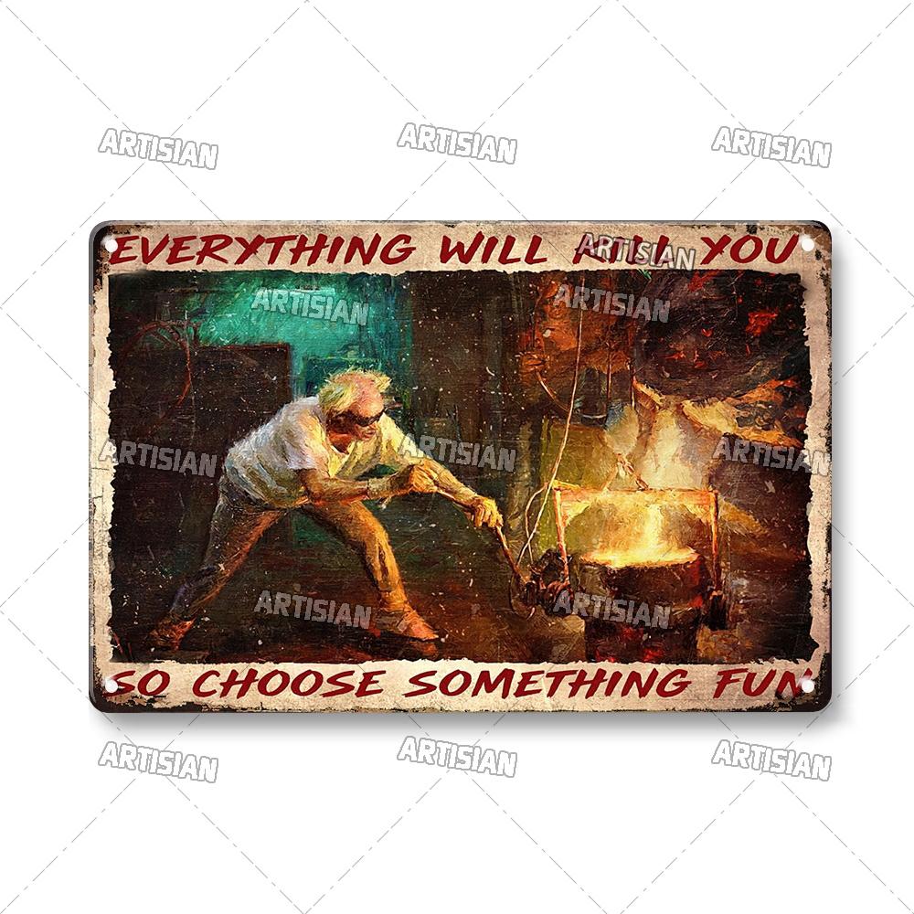 Artisian Job Work Metal Plaque Shoemaker Tin Sign Barista Hairstylist Luthier Painter Chef Decorative PlateWall Decor Garage Bar