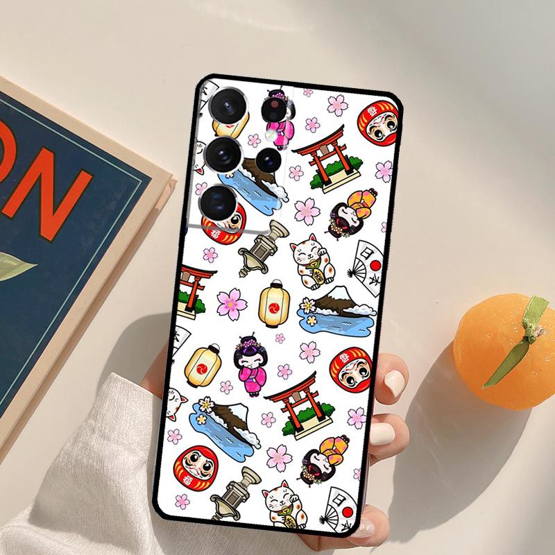 Japanese Lucky Cat Phone Case For Samsung Galaxy S23 S26 Ultra S20 S21 S22 S24 S25 S10 Plus S25 FE Back Cover