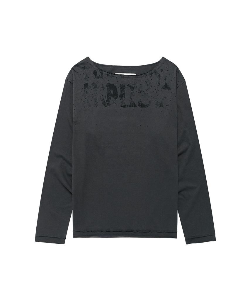 THEVINYLHOUSE Loose Fit Unbalance Ls Tee(W) Charcoal