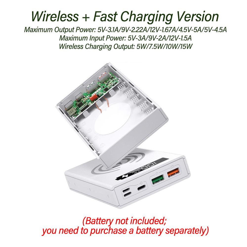5 Cells 18650 DIY Power Bank Case Kit Detachable No Soldering Battery Box Mobile Power Shell Wireless Charging Without Battery