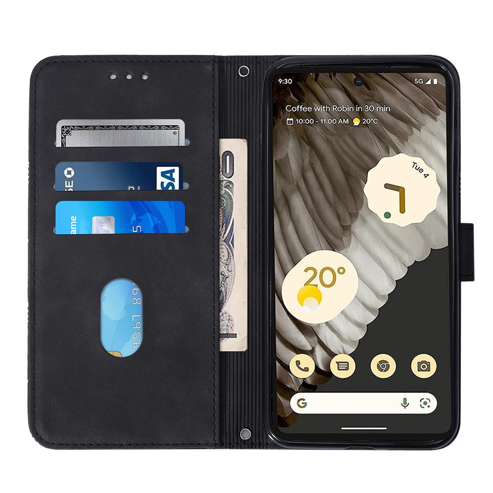 

For Google Pixel 8 Pro Leather Case with Shoulder Strap Wallet Stand Phone Cover Black