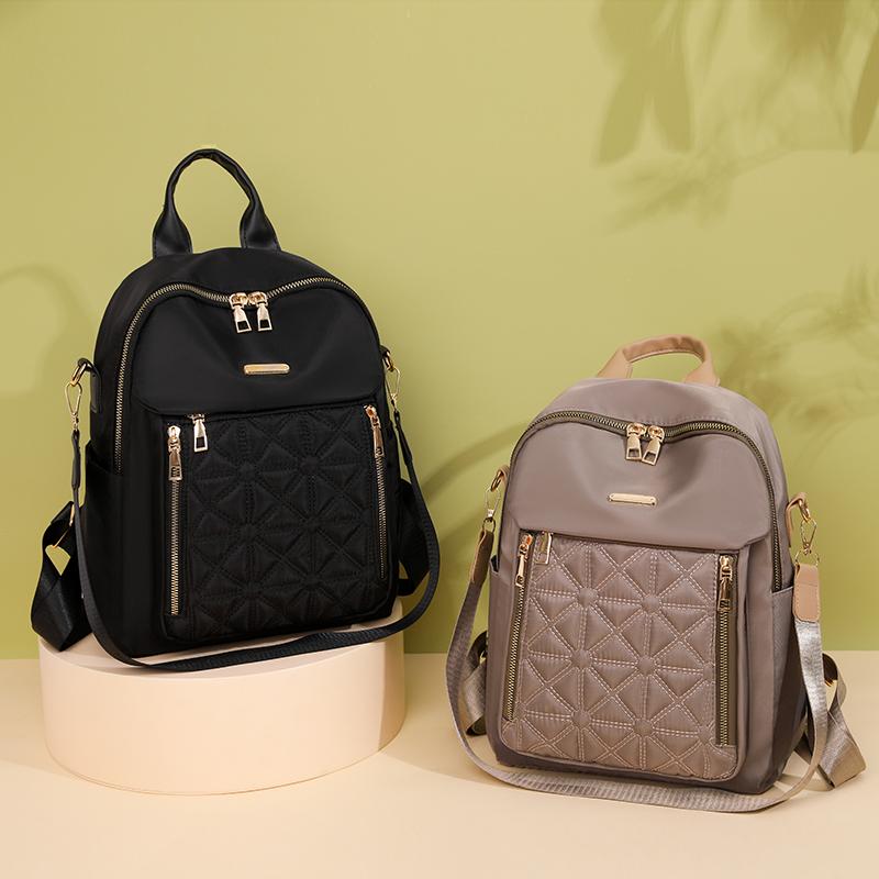 Plecak na co dzień, rombowy, pionowy zamek błyskawiczny, damski lekki plecak