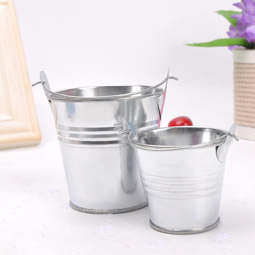 Mini Metal Flowerpots Bucket Tin Candy Gift Box Garden Pots Planters Succulent Pot Balcony Planters Hook Flower Pot Garden Tubs