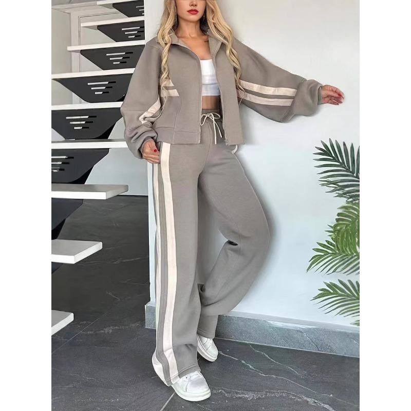 Spring and Autumn Casual Fashion Color Matching Sports Suit Women's Clothing