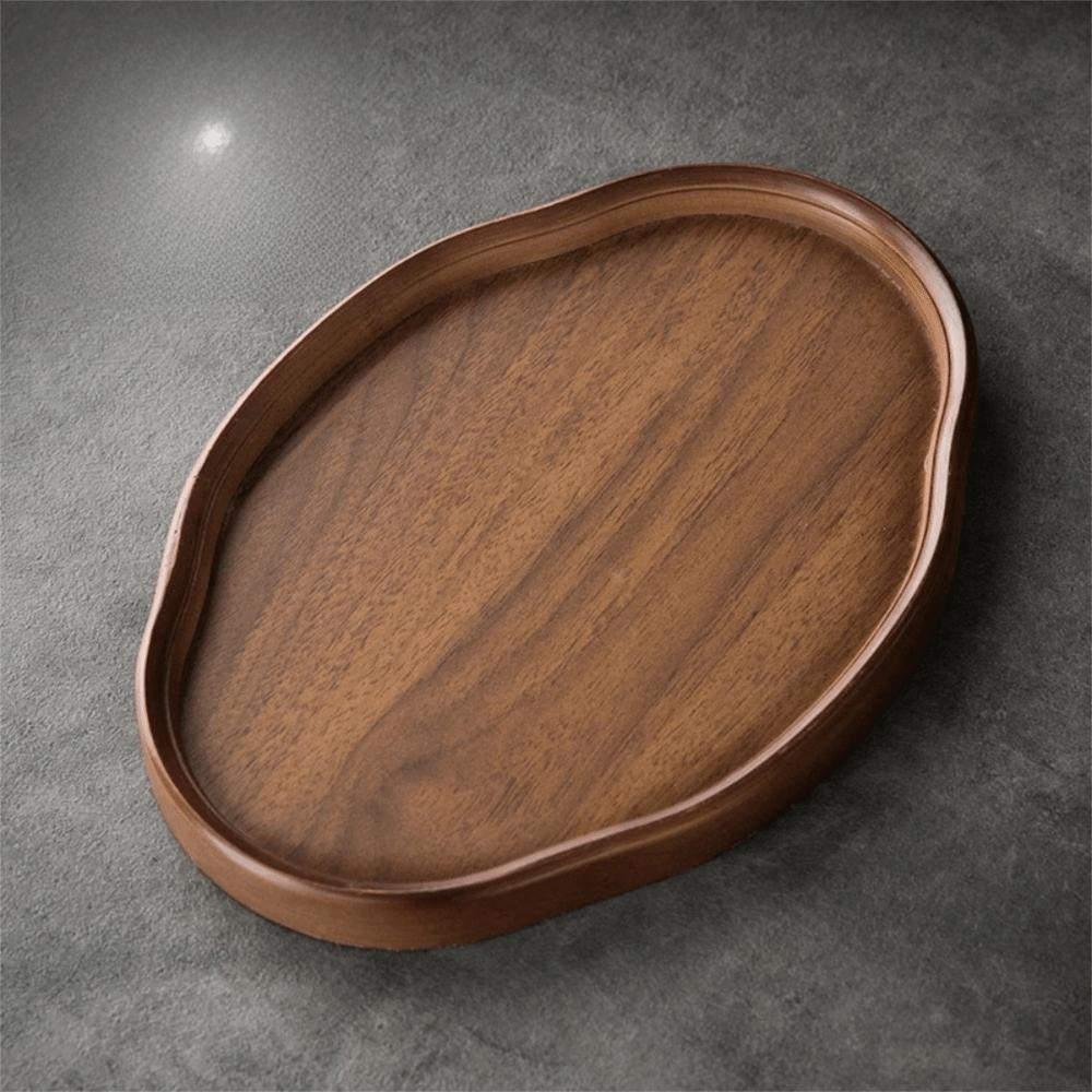 Classic Irregular Shape Bamboo Decorative Serving Tray Vintage Smooth Surface Fruit Platter Chinese Style Bread Plate Hotel