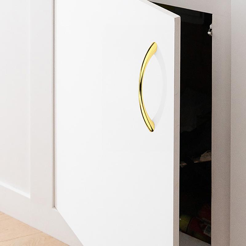 Zinc Alloy Solid Cupboard Door Handle Simple Curved Drawer Pull Multifunctional Wardrobe Shoe Cabinet Knob Furniture Hardware