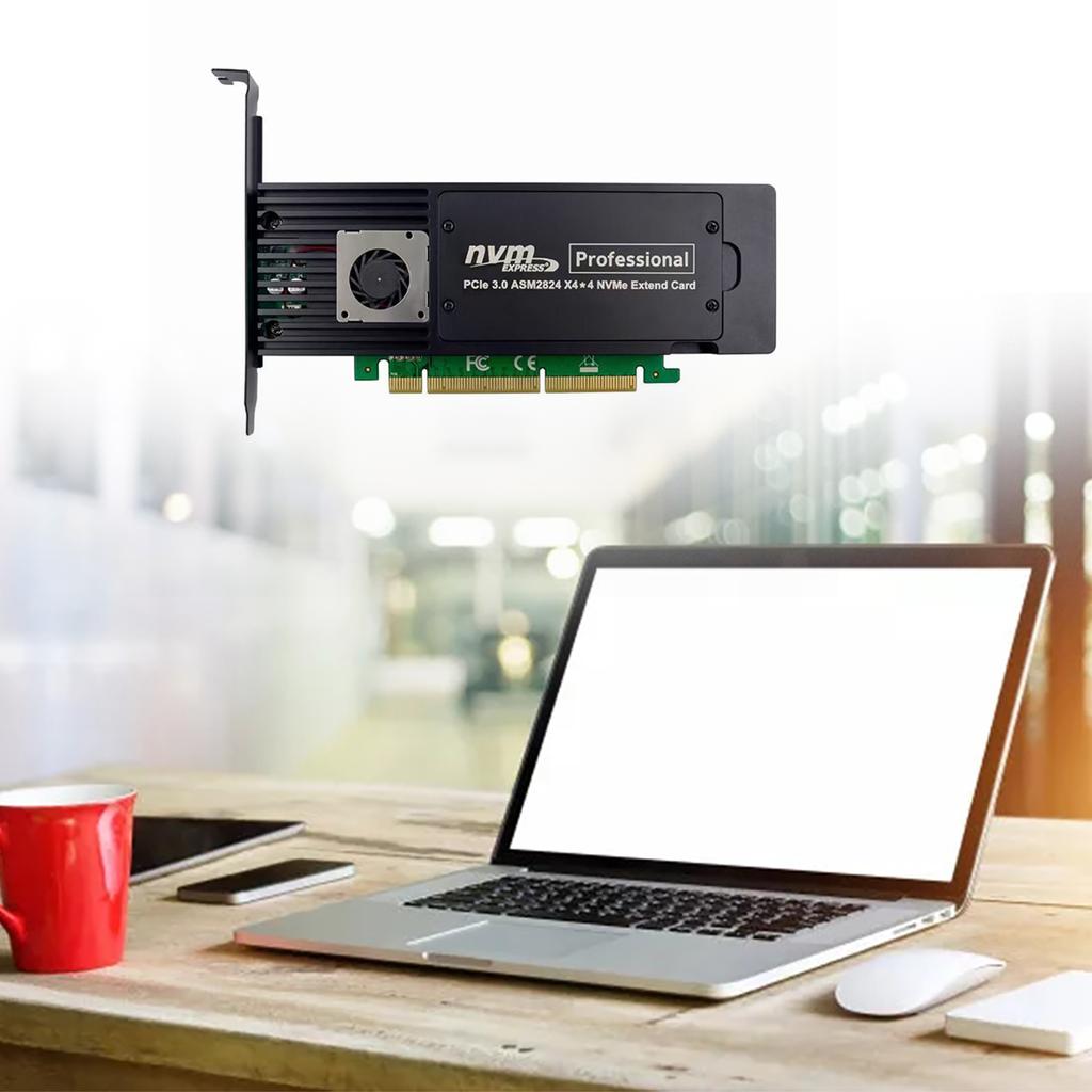4 Ports ASM2824 PCI-E X16 Adapter Card 4-Channel NVME SSD Conversion Card Industrial Server Storage Expansion Card