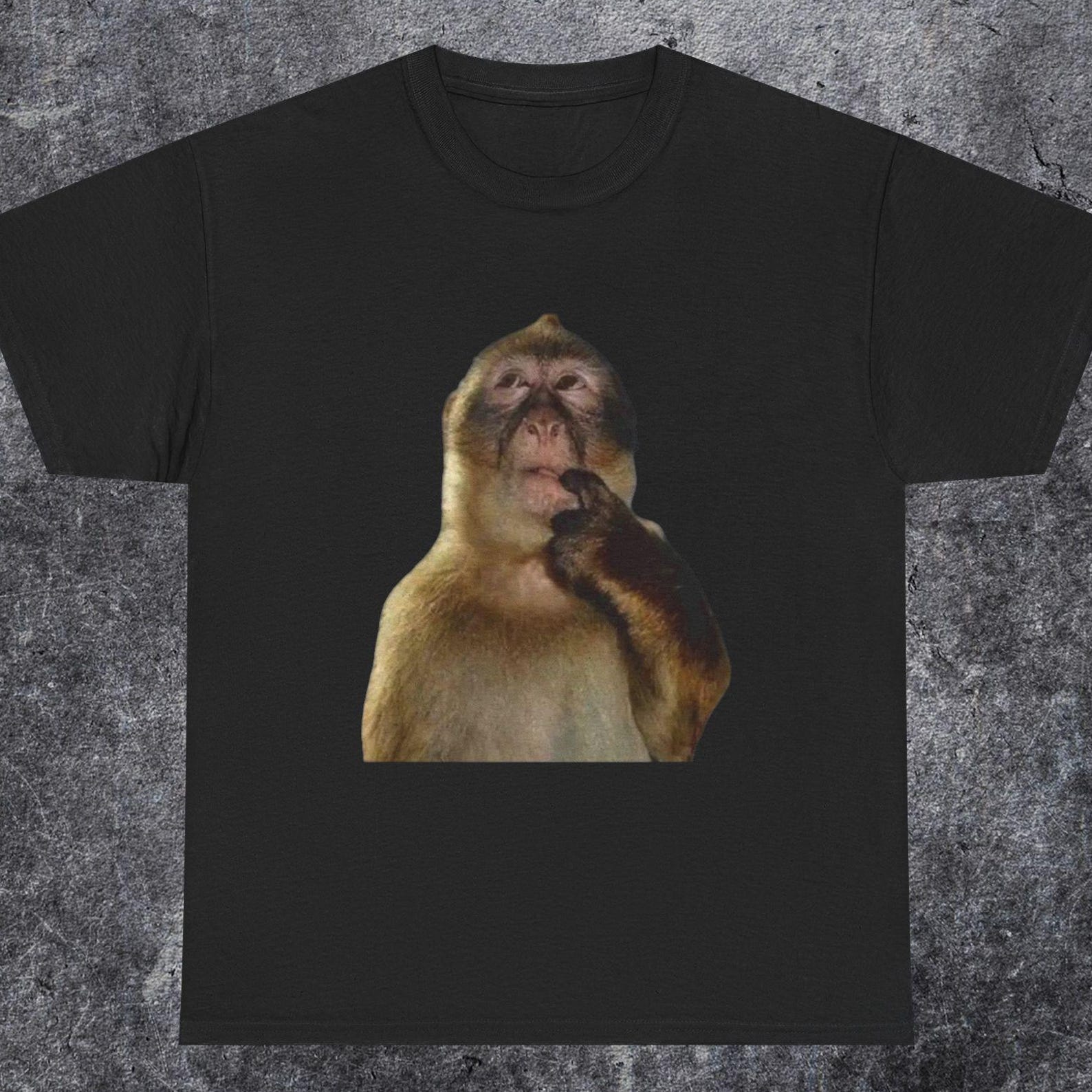 Funny thinking monkey meme, funny brainrot monkey shirt, Gen z humour tees, Dank memes, Stupid memes 2XL
