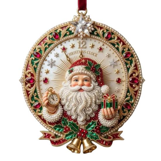 Festive Home Accents Cute Santa Christmas Ornaments, 2D Flat Acrylic Claus Hanging Durable Festival Ornaments Decoration for Holiday Tree, Indoor,