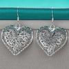 925 Sterling Silver Plated Heart Hollow Flower Earrings For Women Fashion Wedding Engagement Charm Jewelry