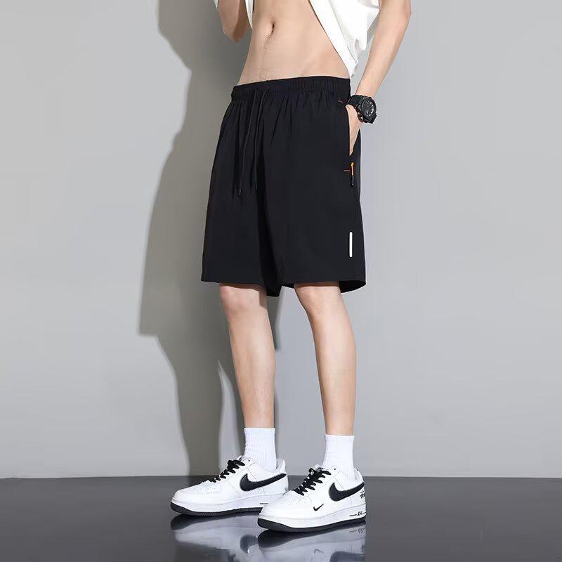 

Men s Plus Size Ice Silk Running Shorts - Lightweight, Loose-Fit Summer Beach and Sleepwear 5-Point Pants. 6XL чорний