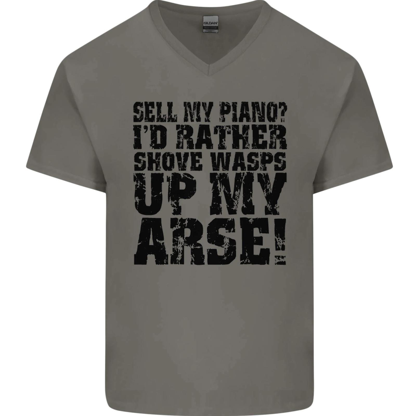Sell My Piano Funny Pianist Player Music Mens VNeck Cotton T-shirt M