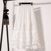 Elegant Plus Size Lace Patchwork Mid-Length Autumn Skirt